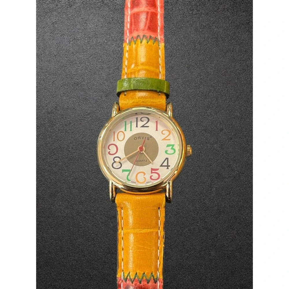 ORVIS Genuine Leather Multicolored Quartz Women's Watch New Battery